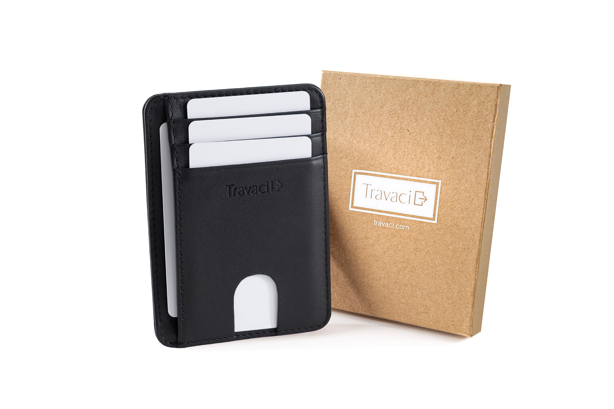 Slim Full Grain Leather Card Wallet (Black)