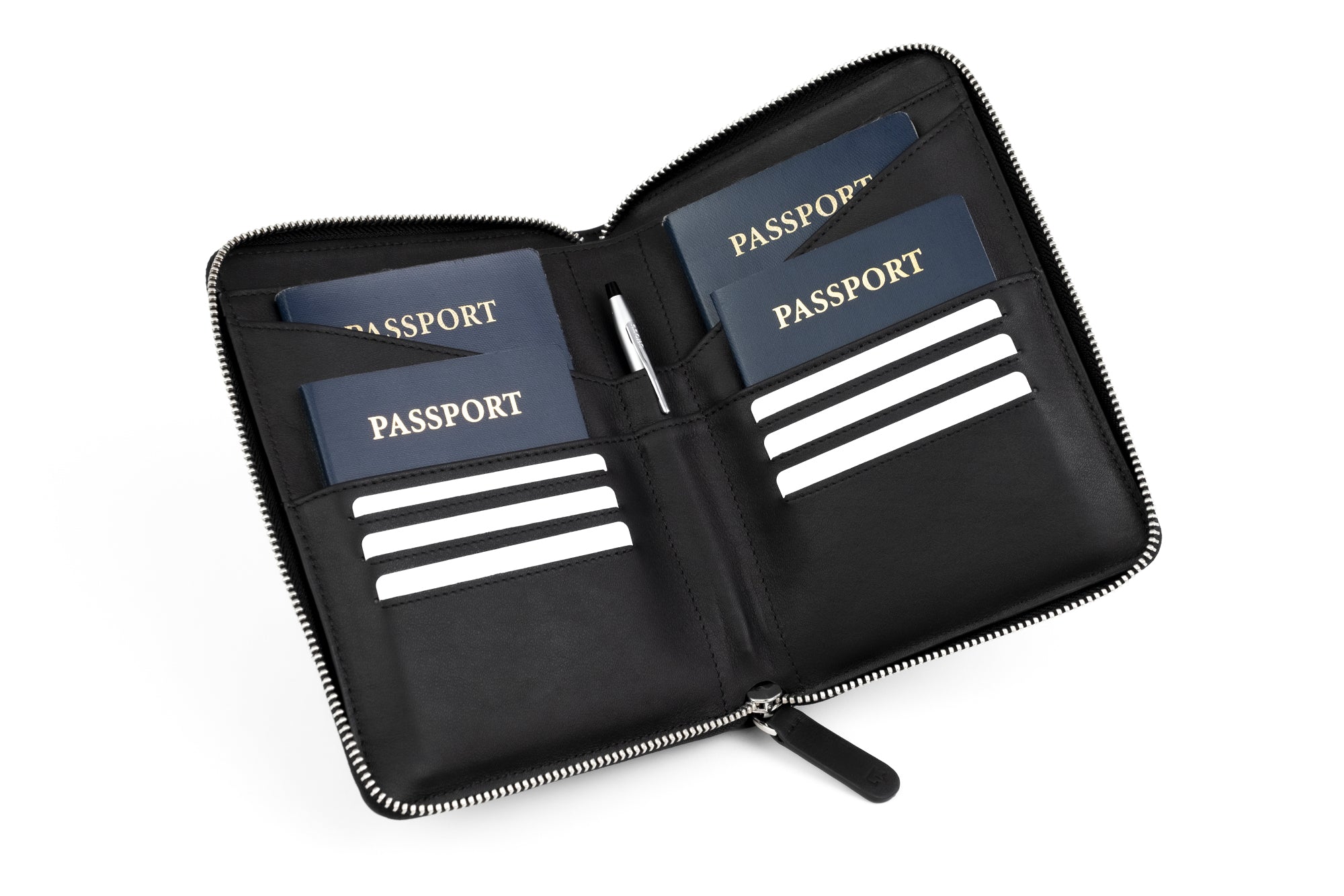 Family Leather Passport Wallet (Black)