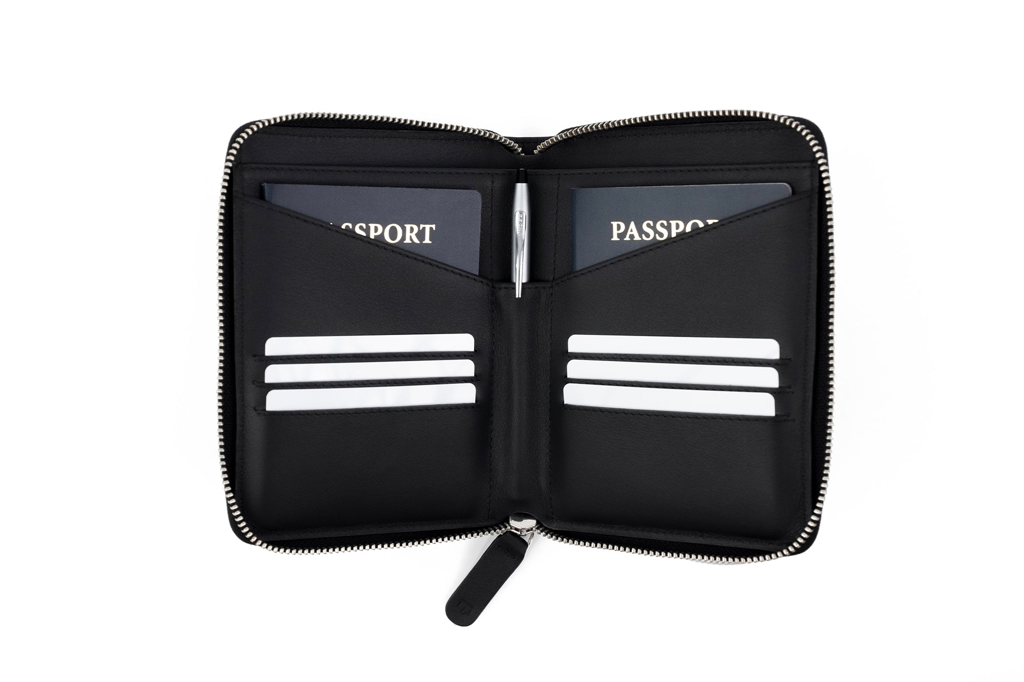 Couple's Leather Passport Wallet (Black)
