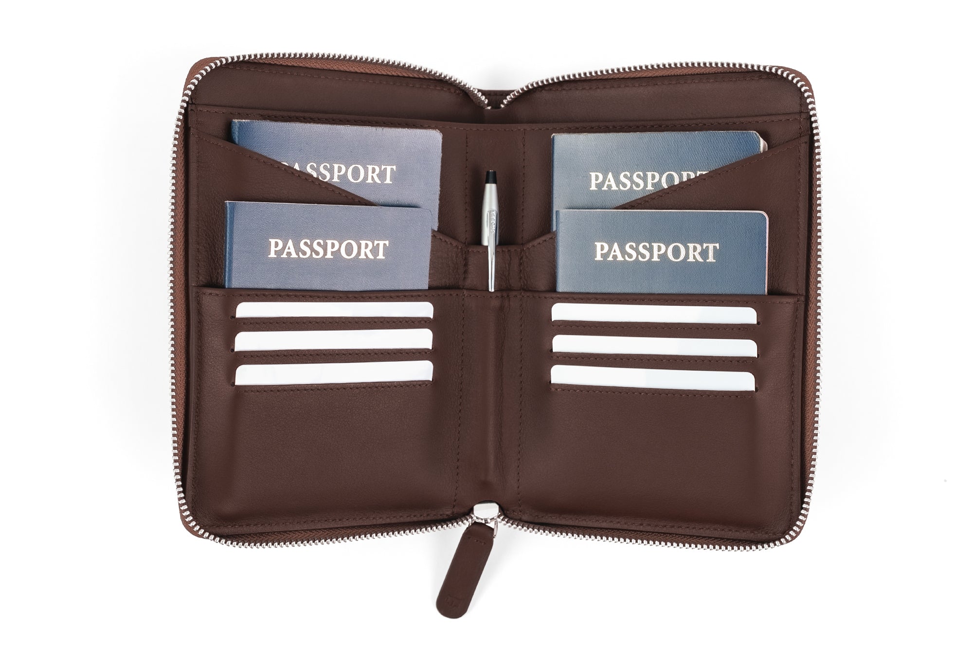Family Leather Passport Wallet (Dark Brown)