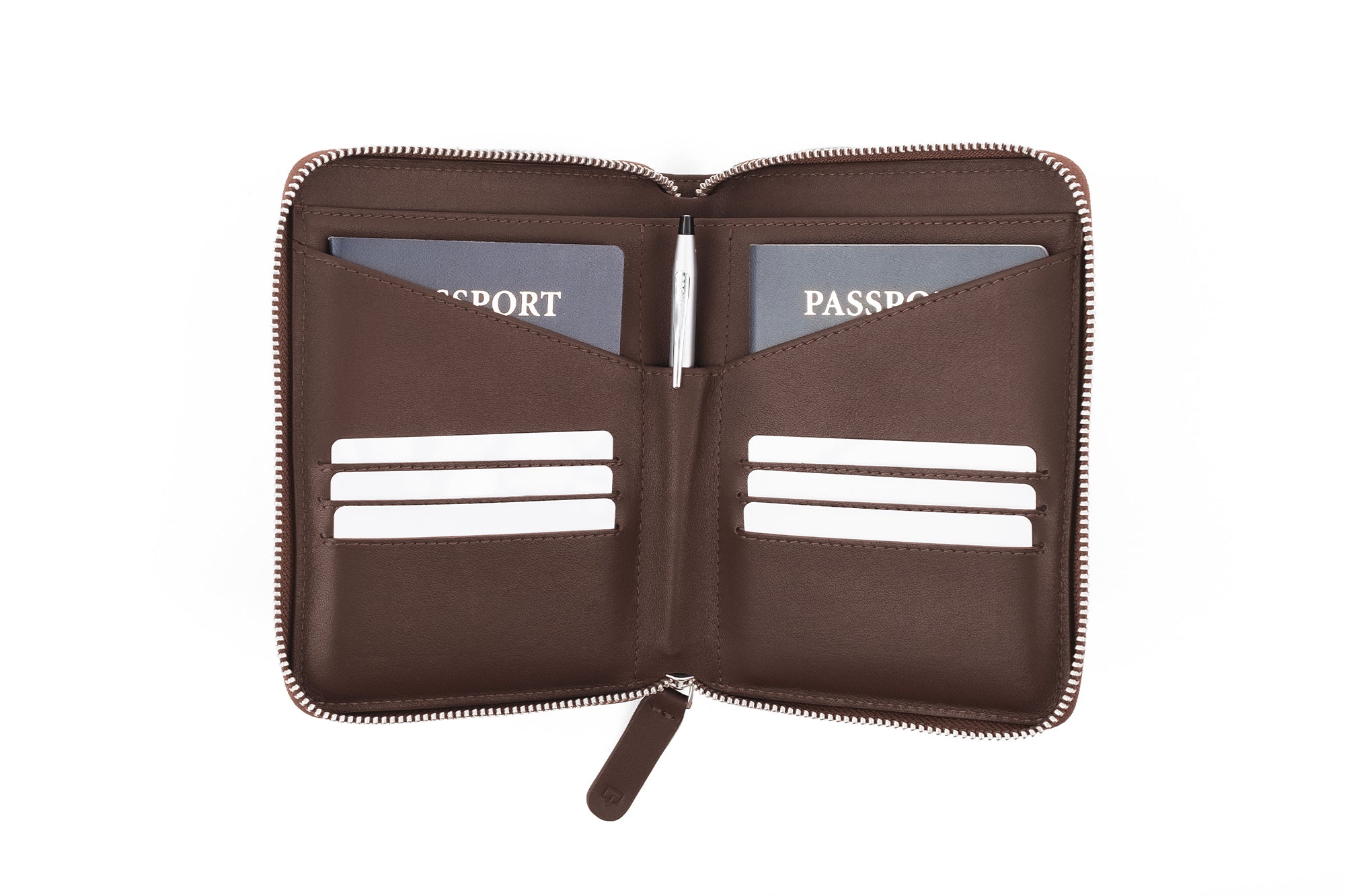 Couple's Leather Passport Wallet (Dark Brown)