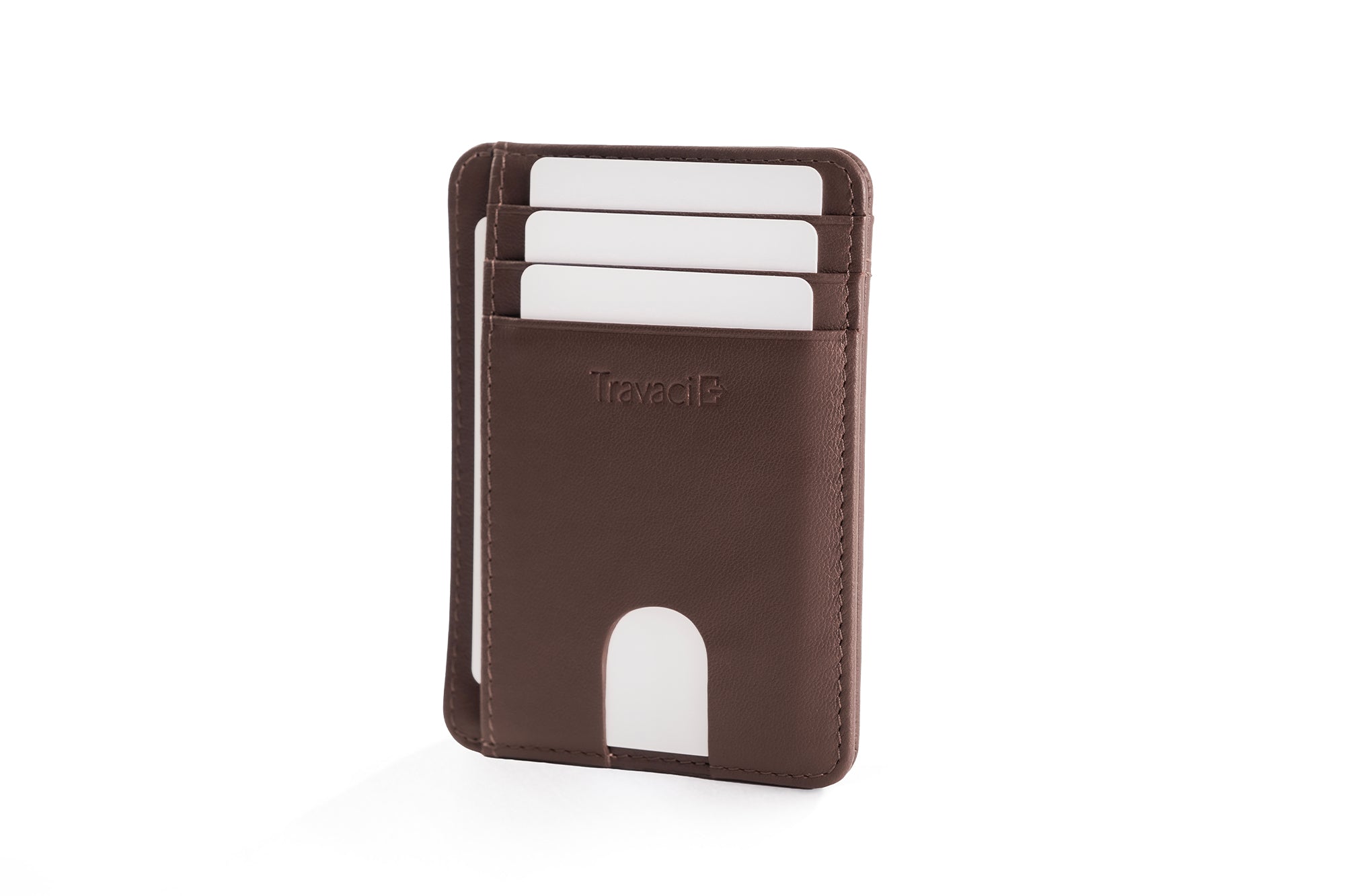 Slim Full Grain Leather Card Wallet (Dark Brown)