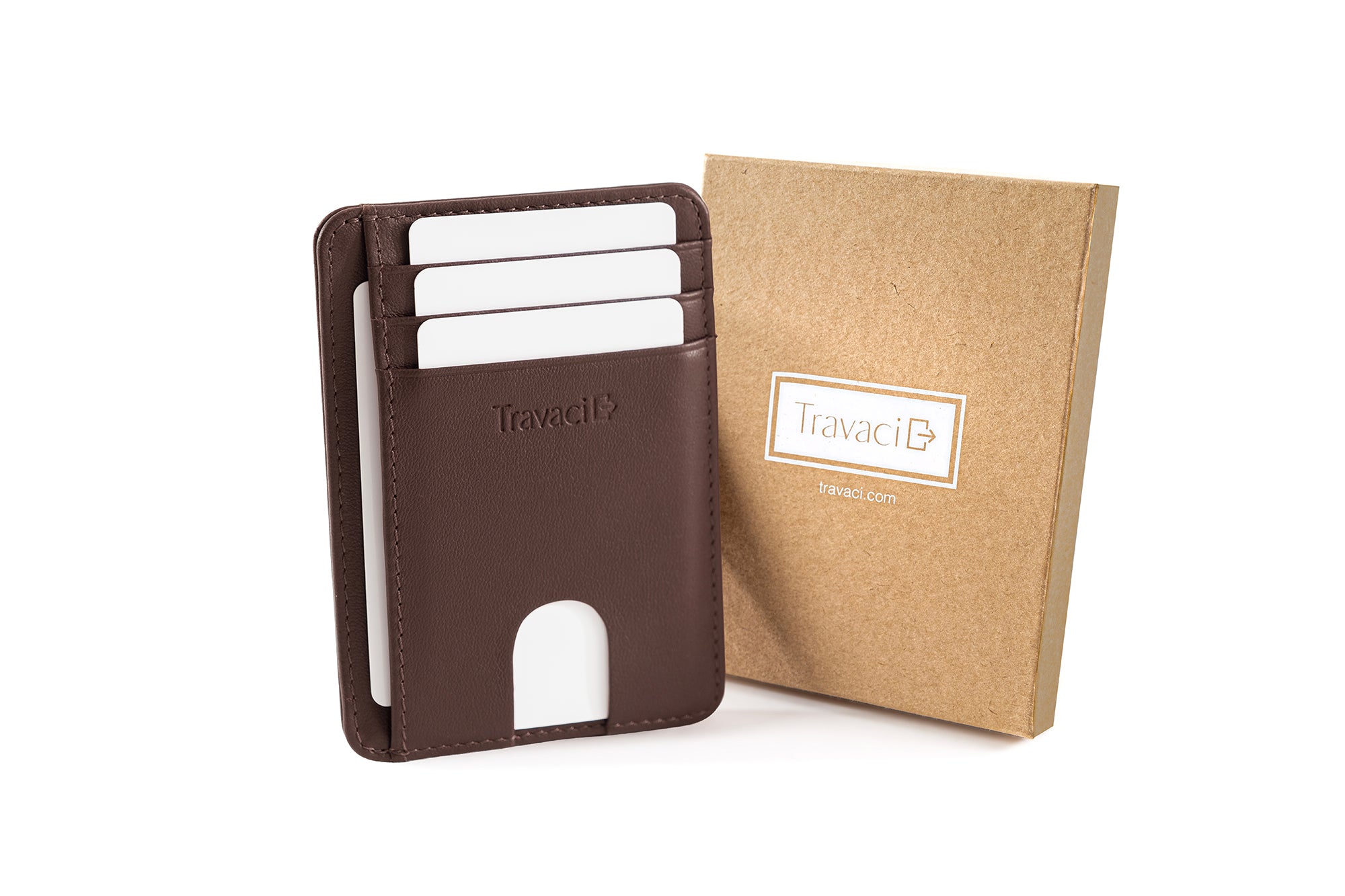 Slim Full Grain Leather Card Wallet (Dark Brown)