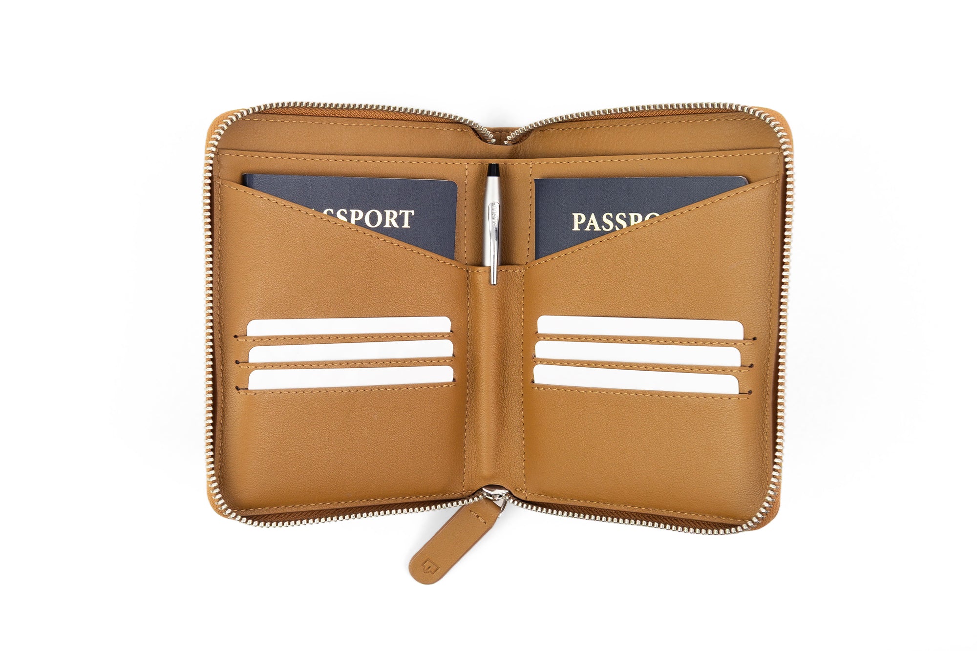 Couple's Leather Passport Wallet (Camel)