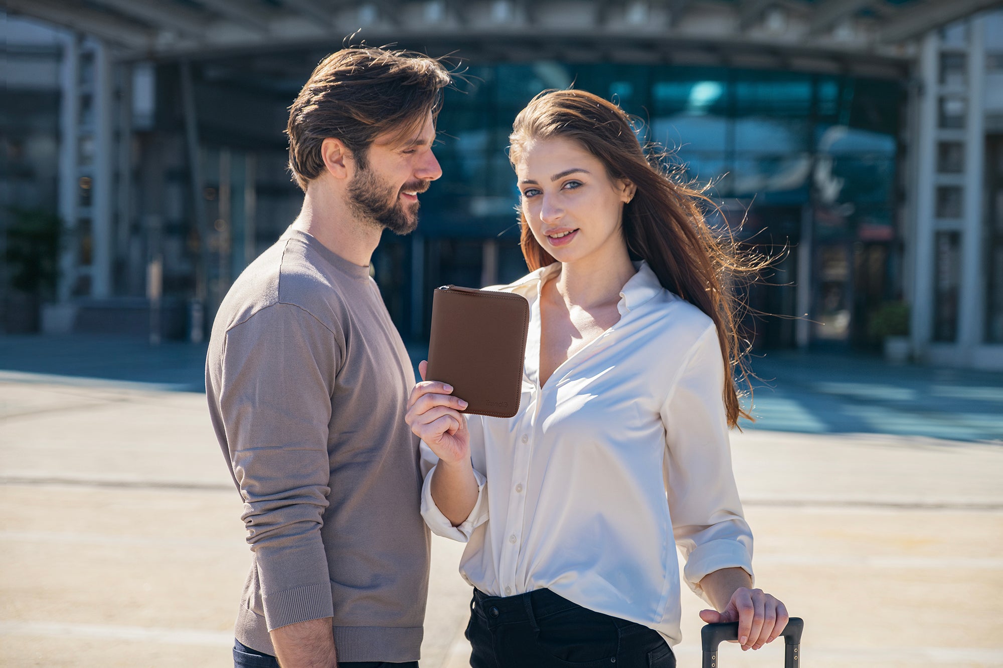 Couple's Leather Passport Wallet (Dark Brown)