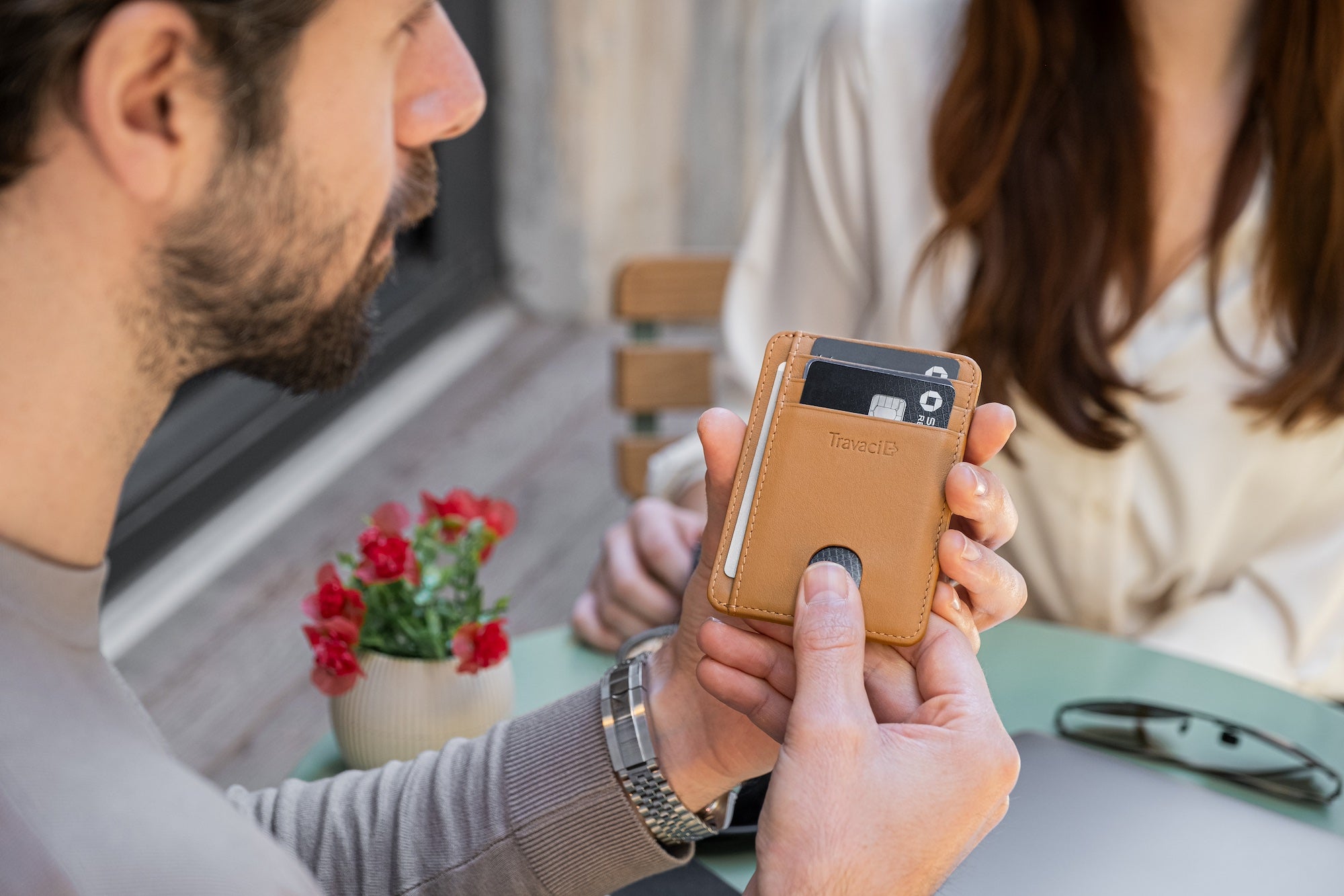 Slim Full Grain Leather Card Wallet (Camel)