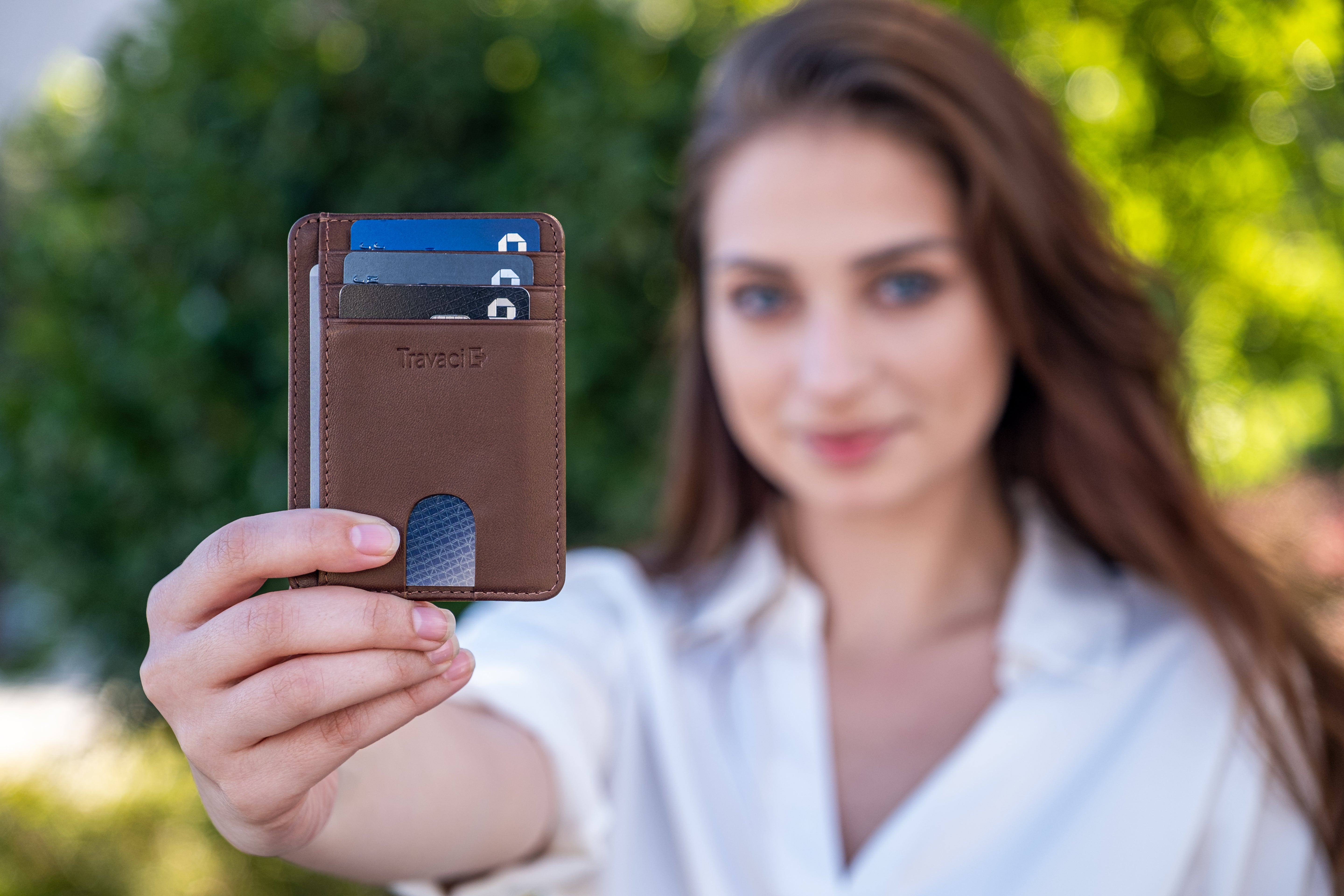 Slim Full Grain Leather Card Wallet (Dark Brown)