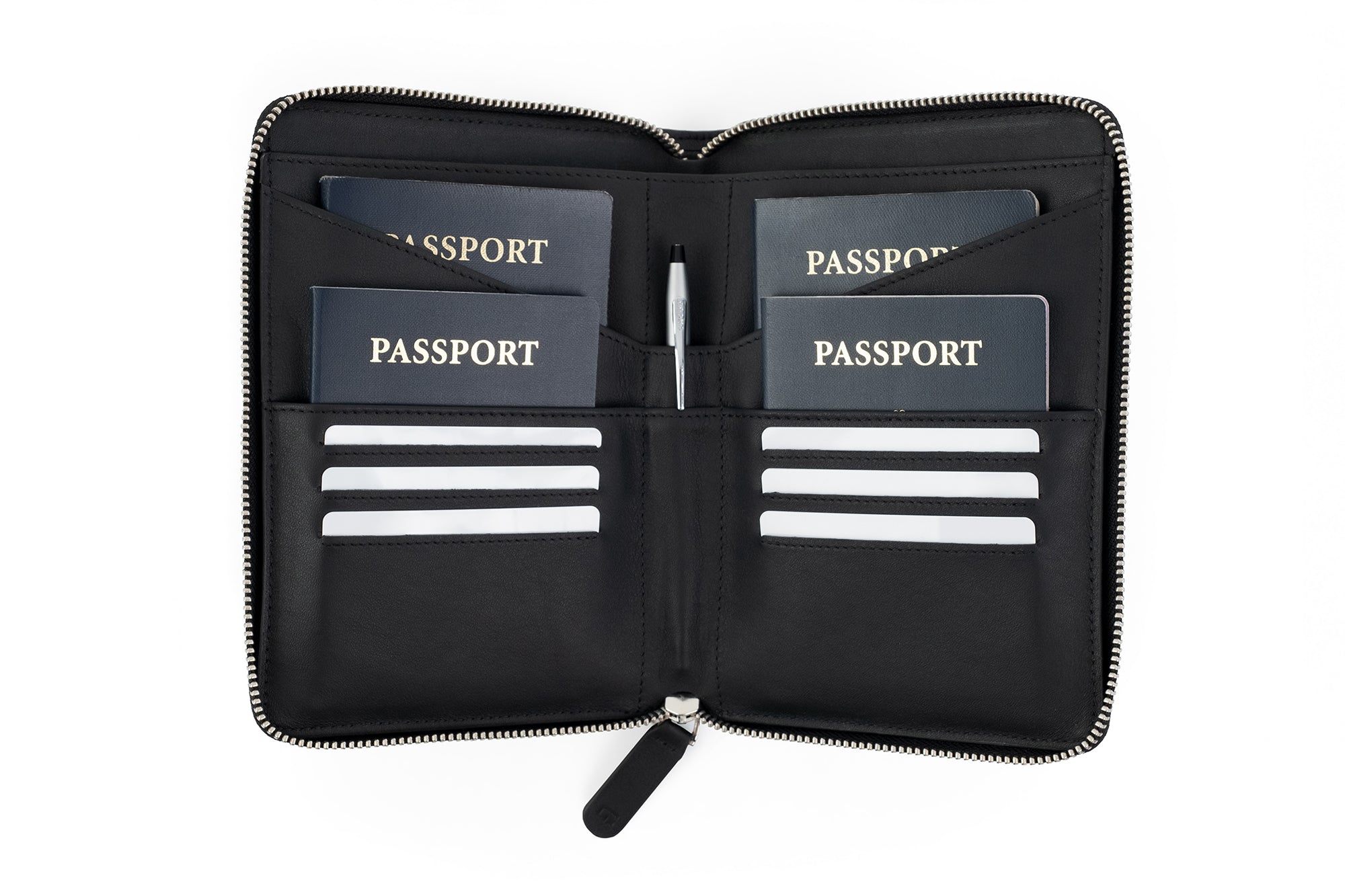 Family Leather Passport Wallet (Black)