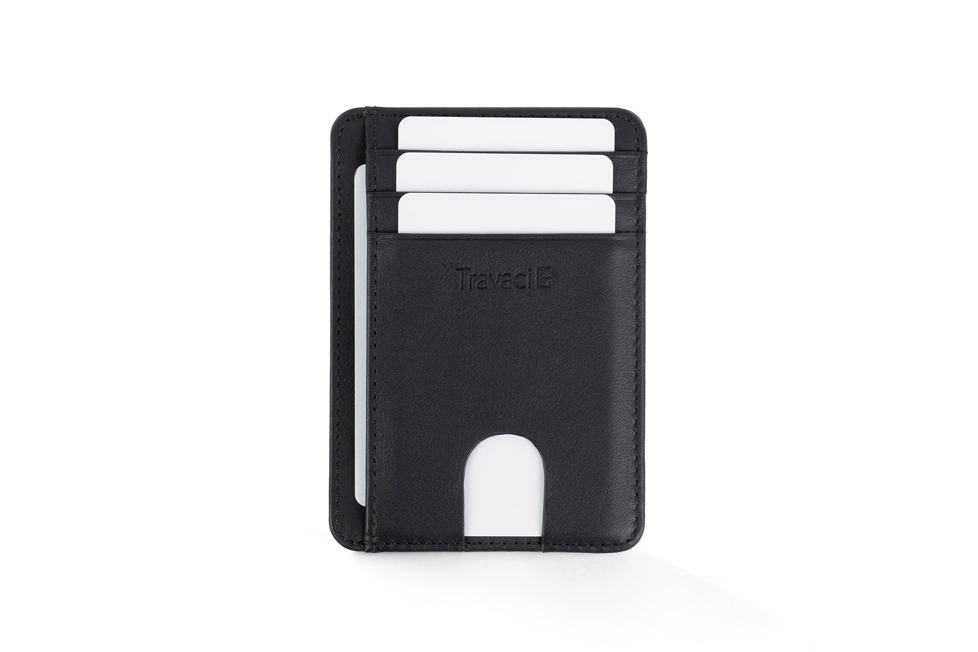 Slim Full Grain Leather Card Wallet (Black)