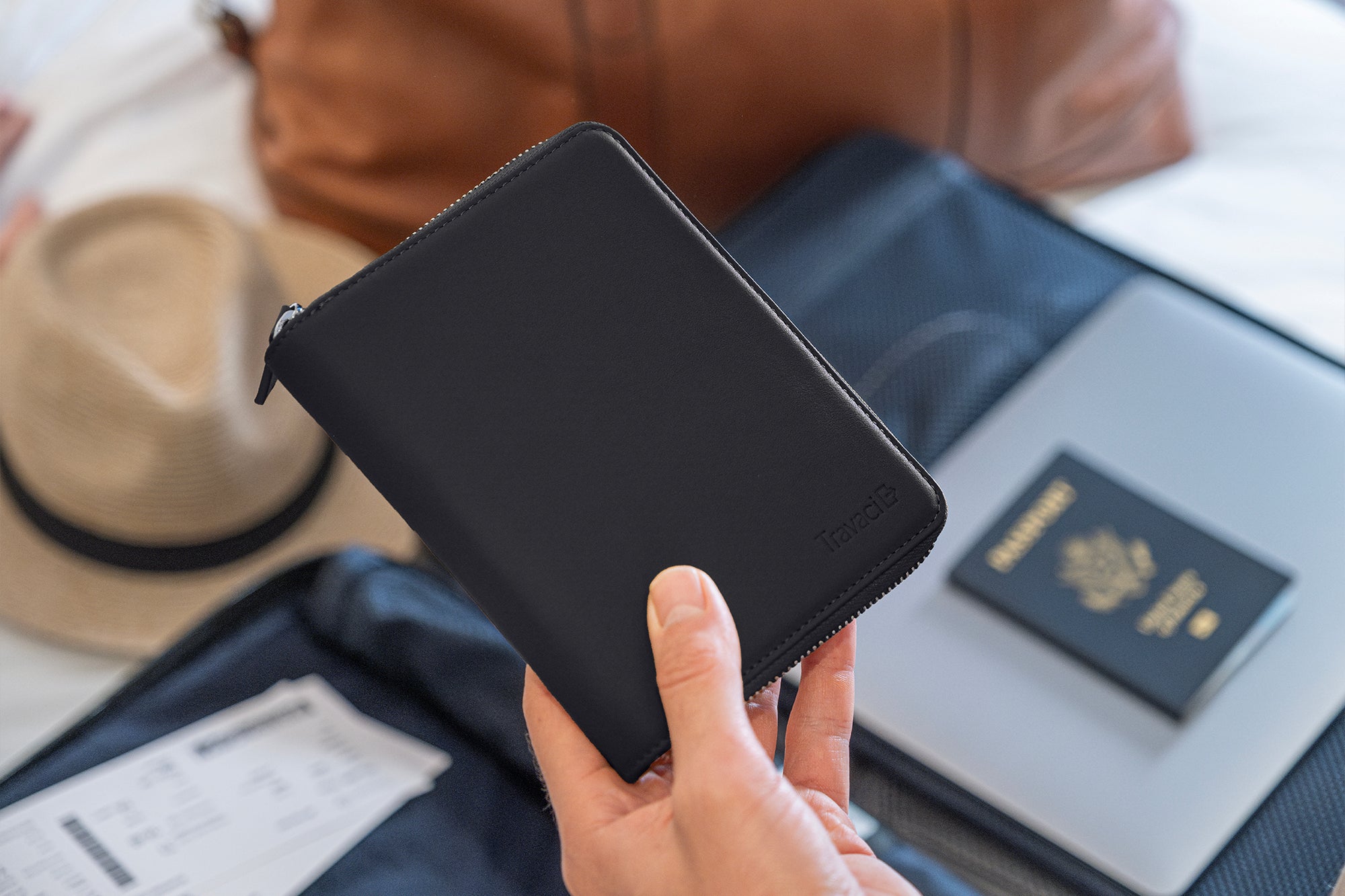 Couple's Leather Passport Wallet (Black)