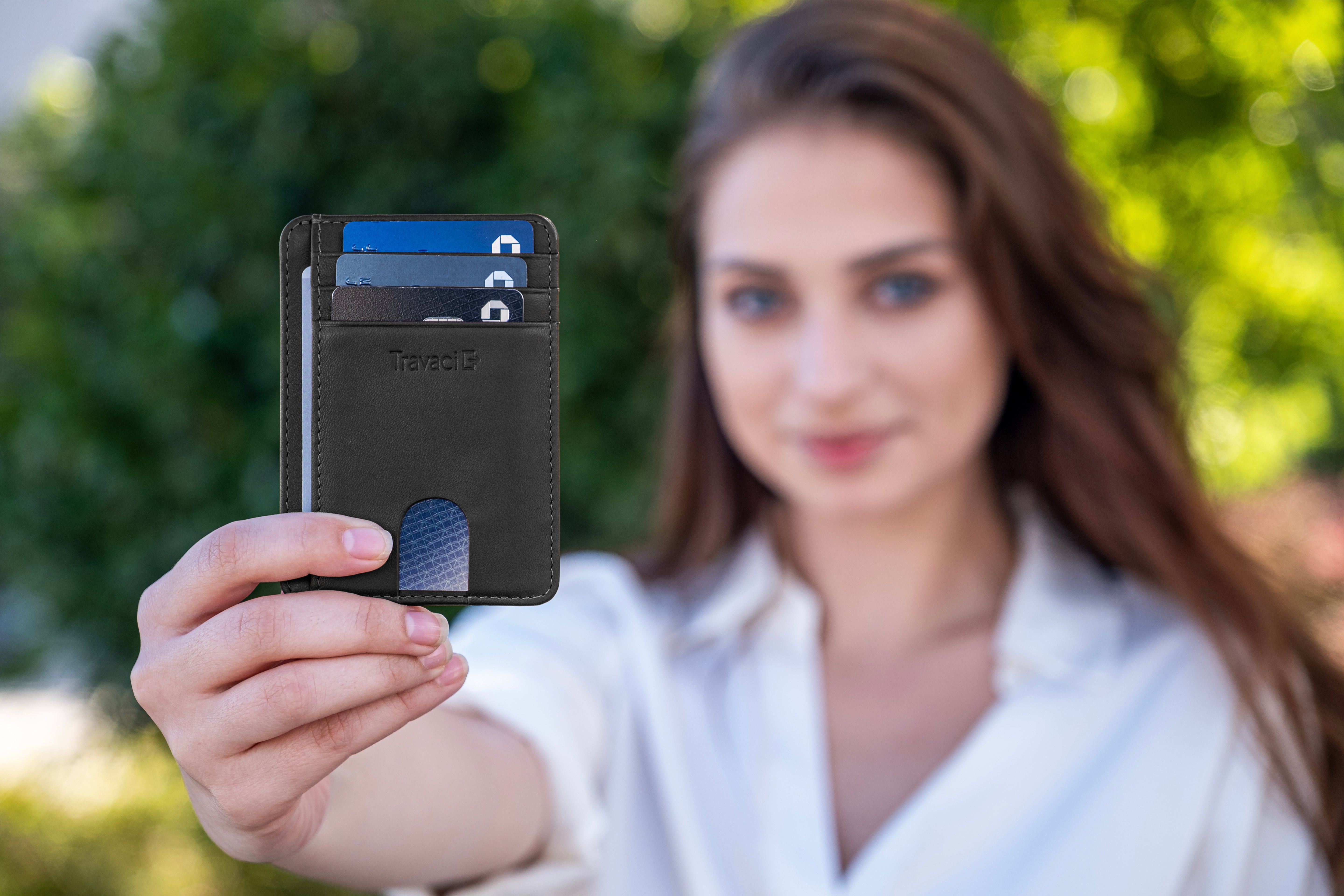 Slim Full Grain Leather Card Wallet (Black)