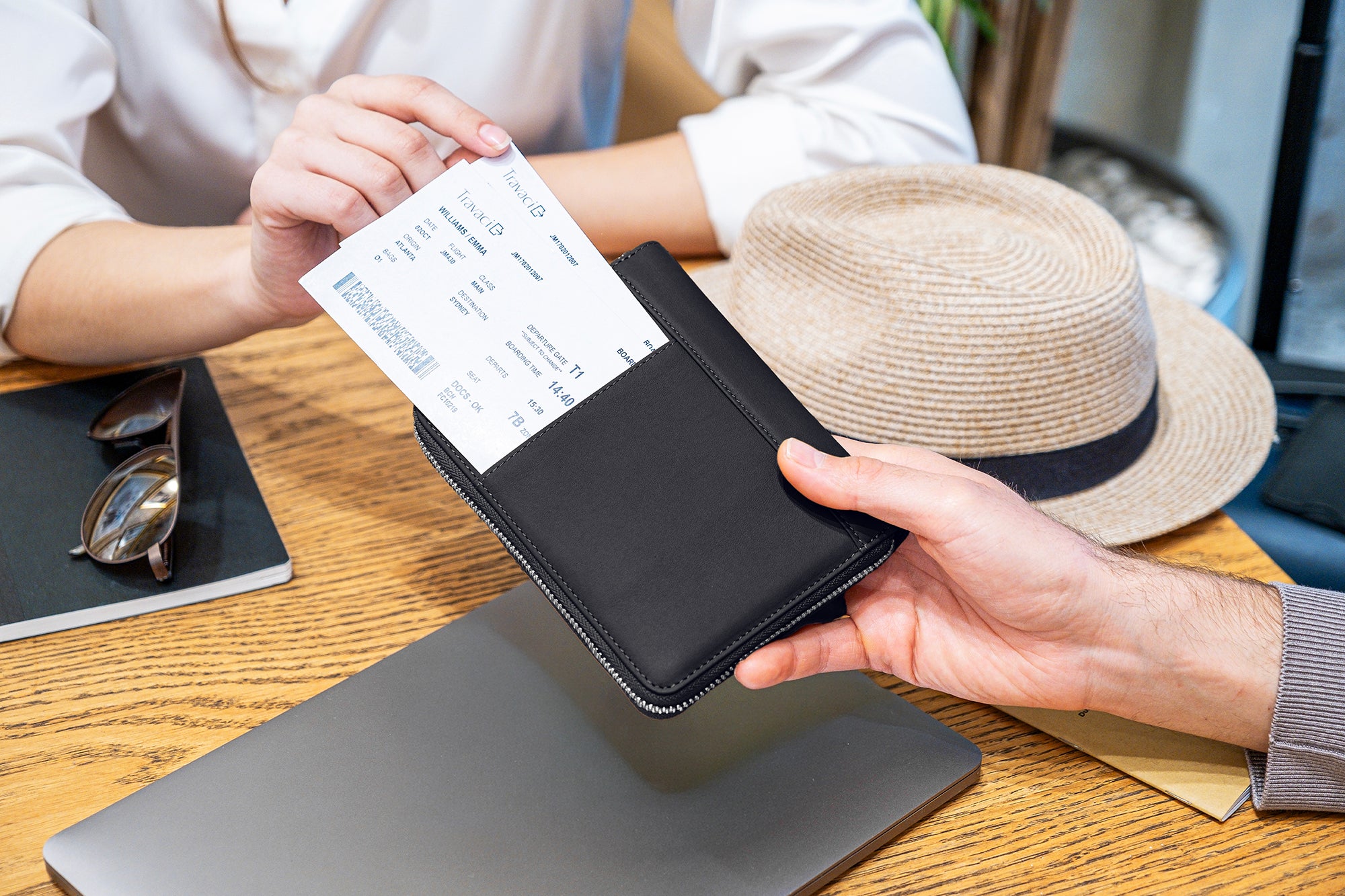 Couple's Leather Passport Wallet (Black)