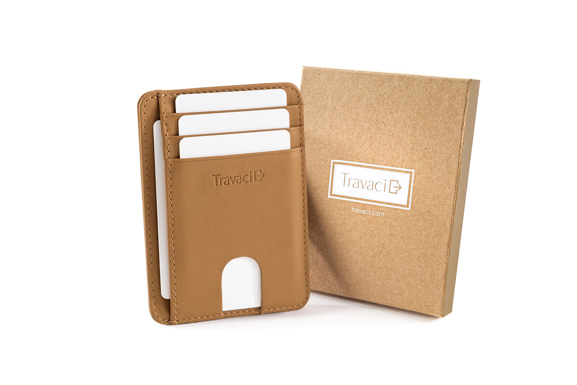 Slim Full Grain Leather Card Wallet (Camel)