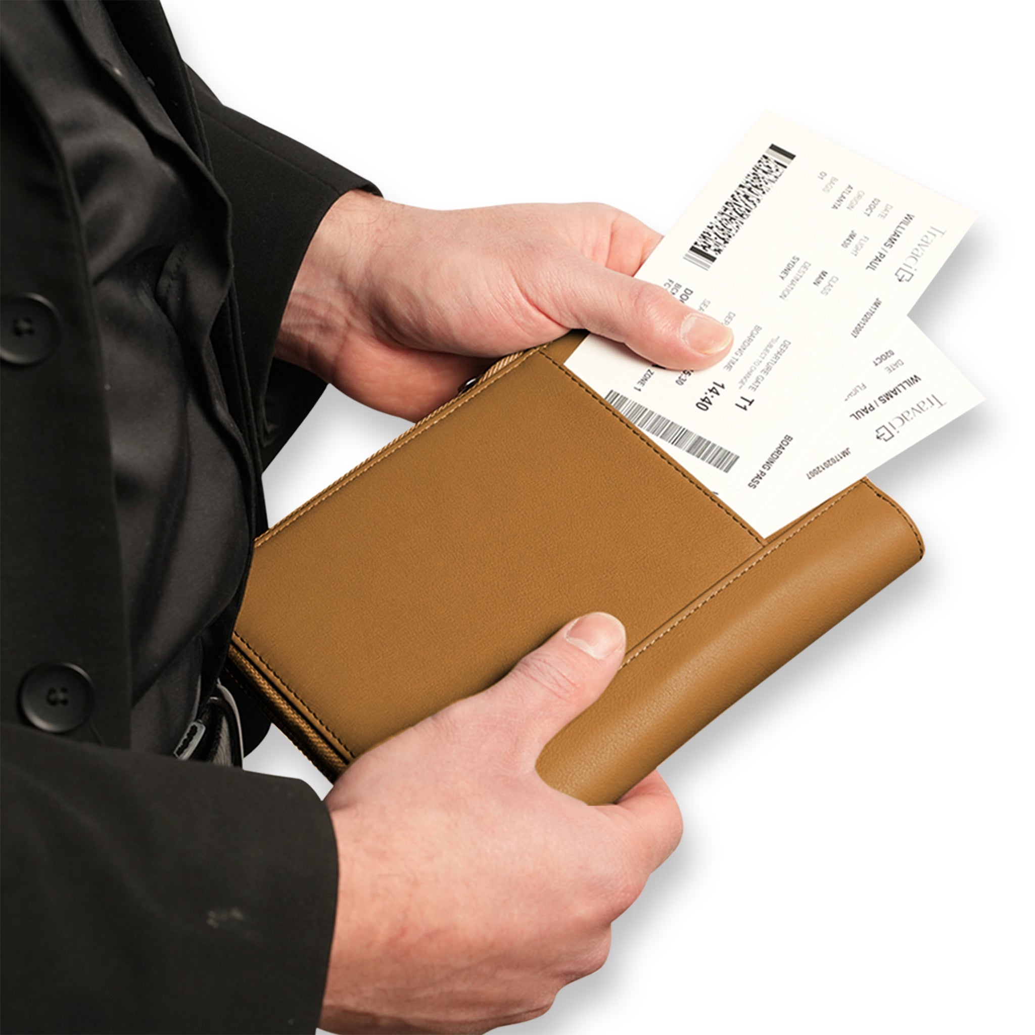 Leather Passport Wallet For Couples & Families (Camel)