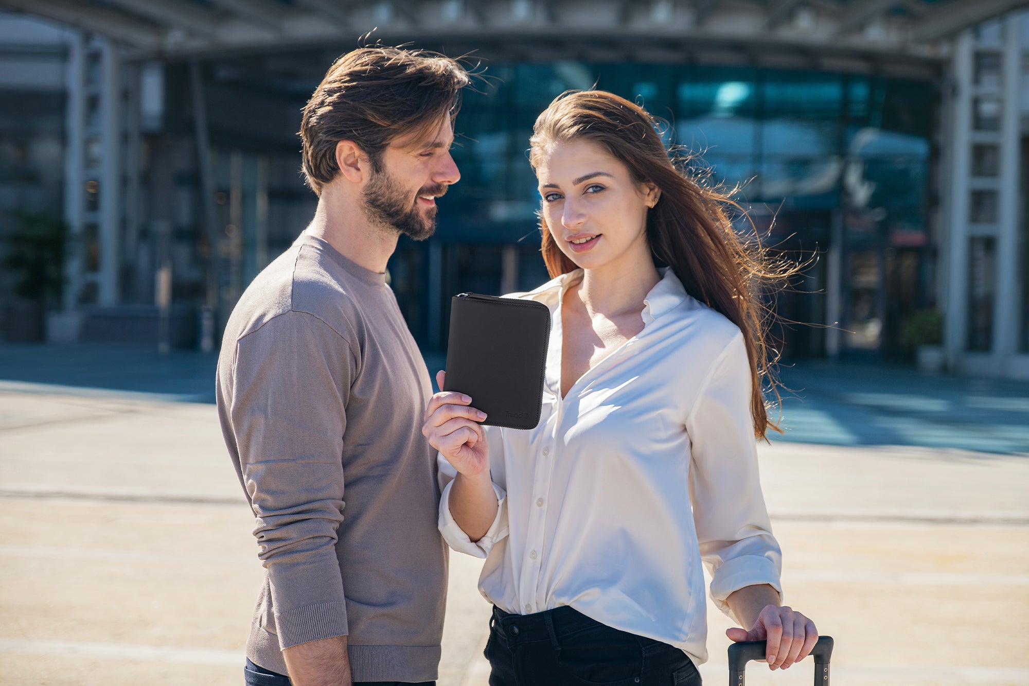 Couple's Leather Passport Wallet (Black)