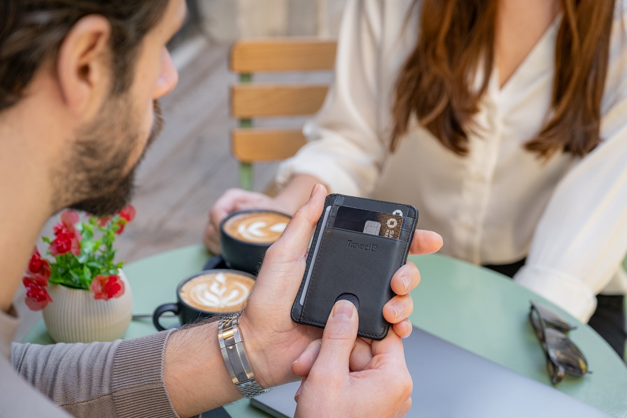 Slim Full Grain Leather Card Wallet (Black)